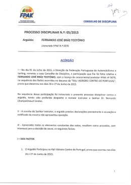 Acord&atilde;o Proc. Disciplinar N&ordm;. 05/2015 - Fernando Jos&eacute; Br&aacute;s