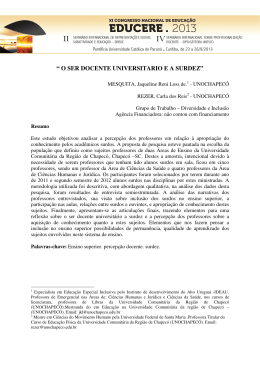 &ldquo; O SER DOCENTE UNIVERSITARIO E A SURDEZ&rdquo;