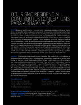 o turismo residencial: contributos conceptuais para a sua