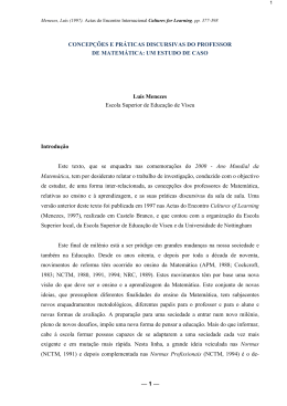1 &mdash; CONCEP&Ccedil;&Otilde;ES E PR&Aacute;TICAS DISCURSIVAS DO PROFESSOR