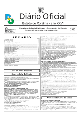 Di&aacute;rio Oficial - Imprensa Oficial do Estado de Roraima