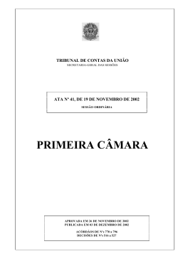 PRIMEIRA CÂMARA - Tribunal de Contas da União