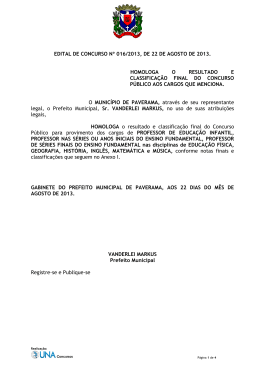 Homologa&ccedil;&atilde;o Resultado Final Professor