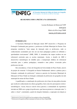 RE-SIGNIFICANDO A PR&Aacute;TICA NA GEOGRAFIA Luciane