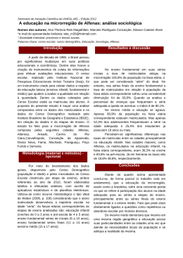 A educa&ccedil;&atilde;o na microrregi&atilde;o de Alfenas an&aacute;lise sociol&oacute;gica