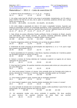 Matemática I – 2011.1 – Lista de exercícios 03