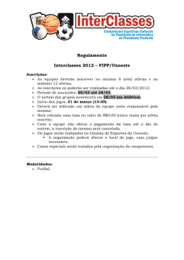 Regulamento Interclasses 2012 – FIPP/Unoeste