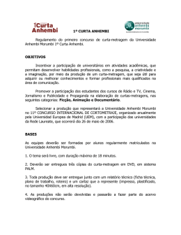 1&ordm; CURTA ANHEMBI Regulamento do primeiro concurso de curta