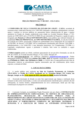 EDITAL PREG&Atilde;O PRESENCIAL N&ordm; 001/2015 &ndash; CEL/CAESA