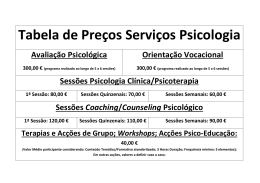 Tabela de Preços Serviços Psicologia