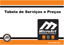 Tabela de Pre&ccedil;os