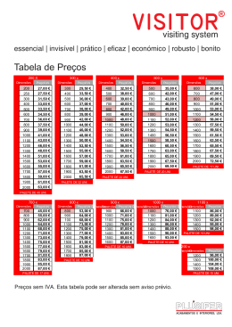 Tabela de Pre&ccedil;os