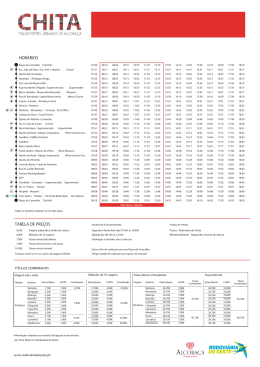TABELA DE PRE&Ccedil;OS HOR&Aacute;RIOS