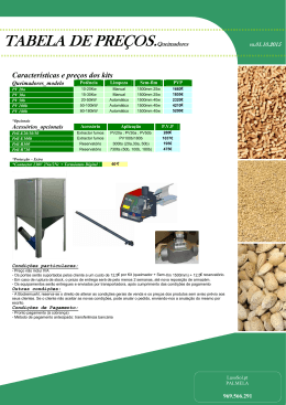 TABELA DE PRE&Ccedil;OS.Queimadores