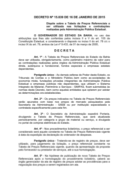 Dec Est Nº 15.839 de 16-01-15 Dispõe sobre a Tabela de Preços