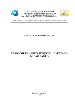Transporte A&eacute;reo Regional no Estado de S&atilde;o Paulo