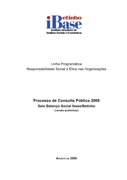 Processo de Consulta Pública 2006 – Selo Balanço Social Ibase/B