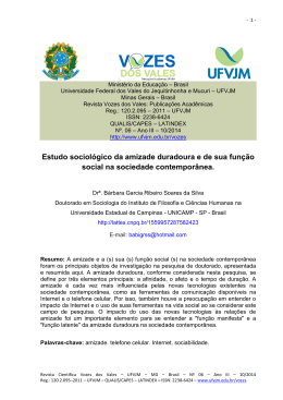 Estudo sociol&oacute;gico da amizade duradoura e de sua fun&ccedil;&atilde;o