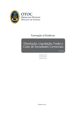 Dissolu&ccedil;&atilde;o, Liquida&ccedil;&atilde;o, Fus&atilde;o e Cis&atilde;o de Sociedades Comerciais