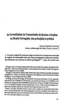 As Formalidades da Transmiss&atilde;o de Quotas e Ac&ccedil;&otilde;es no Direito