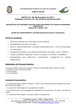 Programa Metodologia da Assist&ecirc;ncia de - Maca&eacute;
