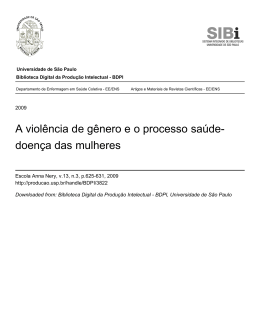 A viol&ecirc;ncia de g&ecirc;nero e o processo sa&uacute;de