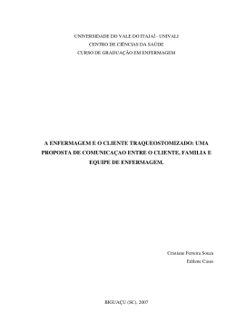a enfermagem e o cliente traqueostomizado: uma proposta