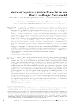 Viv&ecirc;ncias de prazer e sofrimento mental em um Centro de