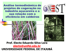 An&aacute;lise termodin&acirc;mica de projetos de cogera&ccedil;&atilde;o na ind&uacute;stria