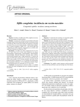 S&iacute;filis cong&ecirc;nita: incid&ecirc;ncia em rec&eacute;m-nascidos