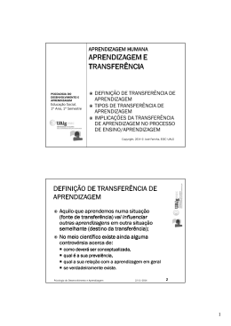 &reg; DEFINI&Ccedil;&Atilde;O DE TRANSFER&Ecirc;NCIA DE APRENDIZAGEM &reg; TIPOS