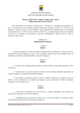 Regulamento de Taxas 2015 - Junta de Freguesia de São Vicente