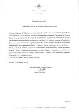 Extracto de renova&ccedil;&atilde;o Contrato de Presta&ccedil;&atilde;o de Servi&ccedil;os em
