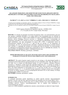 qualidade fisiol&oacute;gica de sementes de panicum em armazenamento