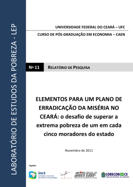 Elementos para um Plano de Erradicação da Miséria no Ceará