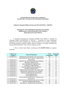 Resultado Final da Chamada P&uacute;blica 003 2011 SENAES