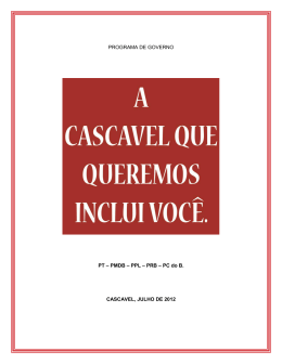 PROGRAMA DE GOVERNO PT &ndash; PMDB &ndash; PPL &ndash; PRB &ndash; PC