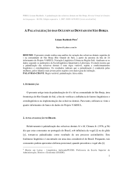 a palataliza&ccedil;&atilde;o das oclusivas dentais em s&atilde;o borja