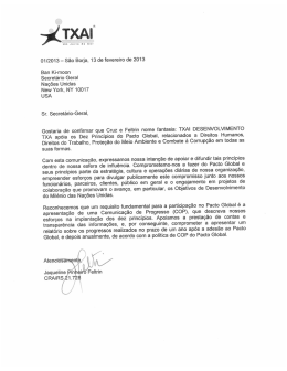 01/2013 - S&atilde;o Borja, 13 de fevereiro de 2013 Ban Ki