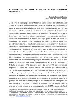 1 A ENFERMAGEM DO TRABALHO: RELATO DE UMA