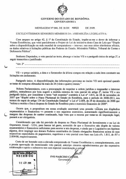 GOVERNO DO ESTADO DE RONDÔNIA GOVERNADORIA