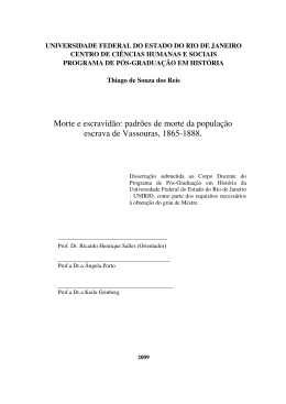 Morte e escravid&atilde;o: padr&otilde;es de morte da popula&ccedil;&atilde;o escrava de