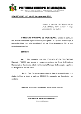 Decreto Nº 107/2015 - Nomeação de Denilson Sousa dos Santos
