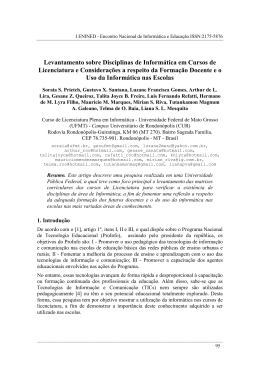 Levantamento sobre Disciplinas de Inform&aacute;tica em Cursos de
