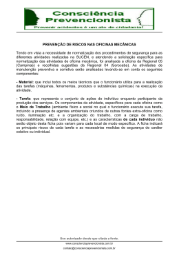 PREVEN&Ccedil;&Atilde;O DE RISCOS NAS OFICINAS MEC&Acirc;NICAS Tendo em