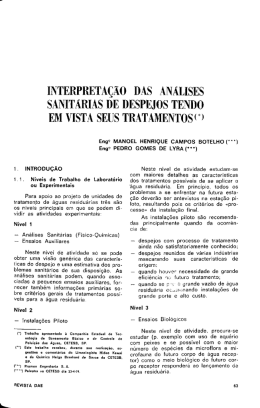 interpretação das análises sanitárias de despejos tendo em vista