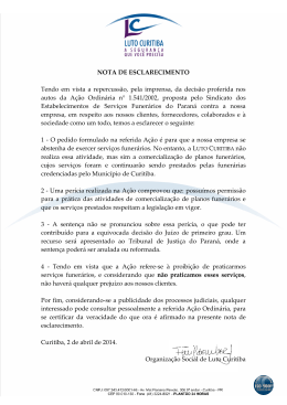 NOTA DE ESCLARECIMENTO Tendo em vista a