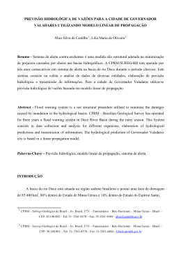 PREVIS&Atilde;O HIDROL&Oacute;GICA DE VAZ&Otilde;ES PARA A CIDADE