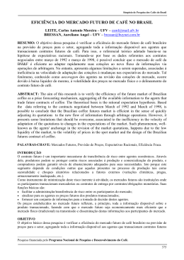 efici&ecirc;ncia do mercado futuro de caf&eacute; no brasil