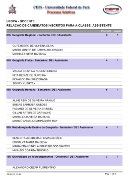 Rela&ccedil;&atilde;o de Candidatos inscritos para a Classe Assistente